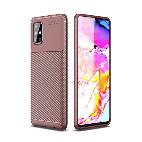 Custodia Silicone Cover Morbida Spigato per Samsung Galaxy A51 5G Marrone