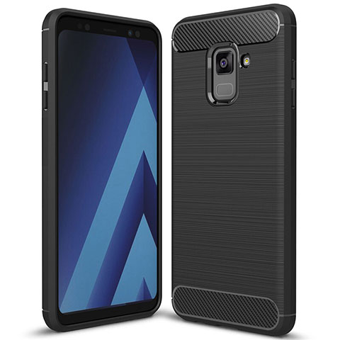 Custodia Silicone Cover Morbida Spigato per Samsung Galaxy A8+ A8 Plus (2018) A730F Nero