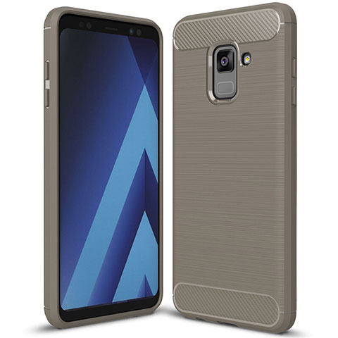 Custodia Silicone Cover Morbida Spigato per Samsung Galaxy A8+ A8 Plus (2018) Duos A730F Grigio