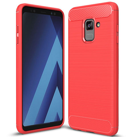 Custodia Silicone Cover Morbida Spigato per Samsung Galaxy A8+ A8 Plus (2018) Duos A730F Rosso