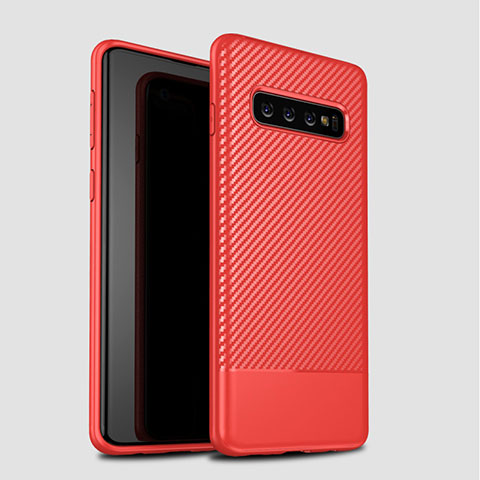 Custodia Silicone Cover Morbida Spigato per Samsung Galaxy S10 5G Rosso