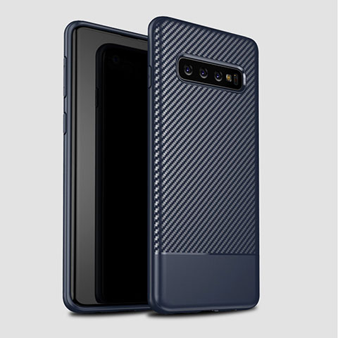 Custodia Silicone Cover Morbida Spigato per Samsung Galaxy S10 Blu