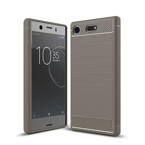 Custodia Silicone Cover Morbida Spigato per Sony Xperia XZ1 Compact Grigio