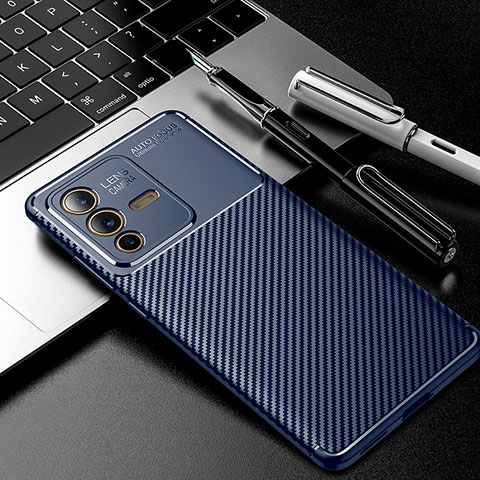 Custodia Silicone Cover Morbida Spigato per Vivo V23 Pro 5G Blu