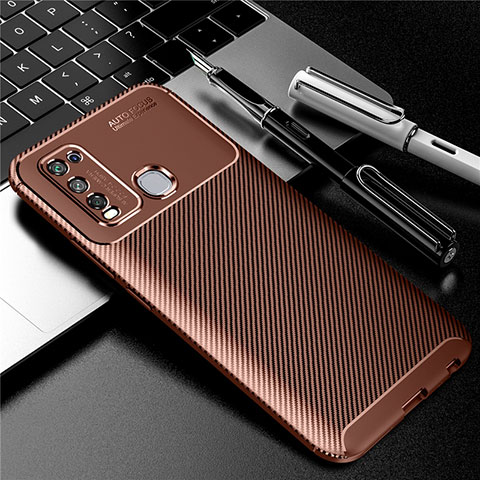 Custodia Silicone Cover Morbida Spigato per Vivo Y50 Marrone