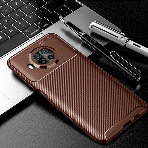 Custodia Silicone Cover Morbida Spigato per Xiaomi Mi 10i 5G Marrone