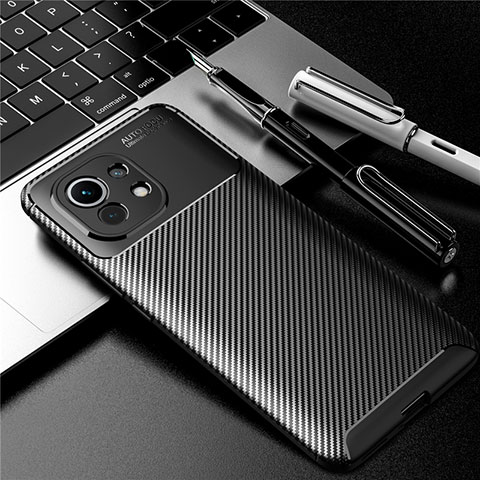 Custodia Silicone Cover Morbida Spigato per Xiaomi Mi 11 Lite 5G NE Nero