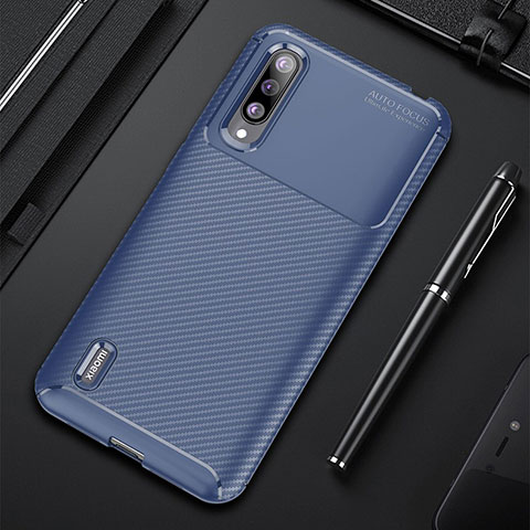 Custodia Silicone Cover Morbida Spigato per Xiaomi Mi A3 Blu