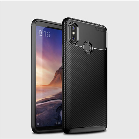 Custodia Silicone Cover Morbida Spigato per Xiaomi Mi Max 3 Nero