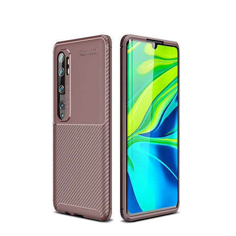 Custodia Silicone Cover Morbida Spigato per Xiaomi Mi Note 10 Pro Marrone