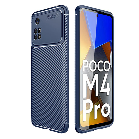 Custodia Silicone Cover Morbida Spigato per Xiaomi Poco M4 Pro 4G Blu