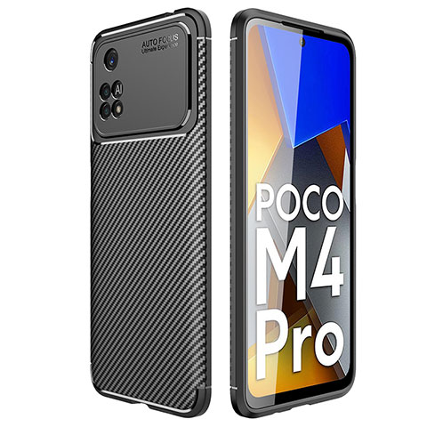 Custodia Silicone Cover Morbida Spigato per Xiaomi Poco M4 Pro 4G Nero