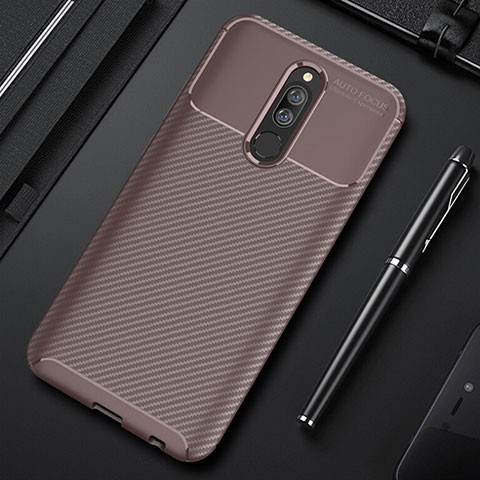 Custodia Silicone Cover Morbida Spigato per Xiaomi Redmi 8 Marrone