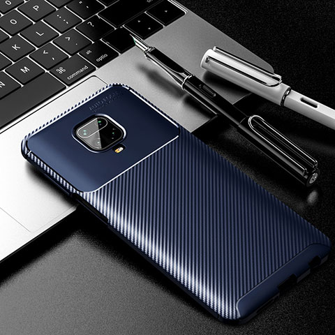 Custodia Silicone Cover Morbida Spigato per Xiaomi Redmi Note 9 Pro Blu