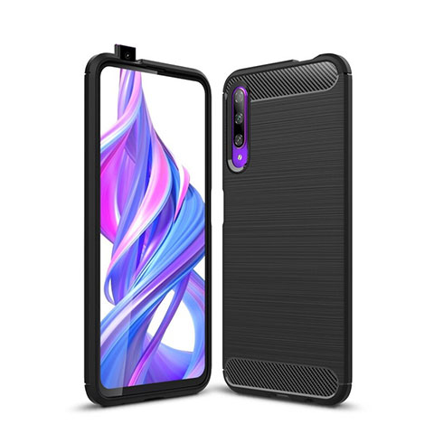 Custodia Silicone Cover Morbida Spigato S01 per Huawei Honor 9X Pro Nero