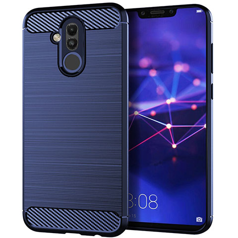 Custodia Silicone Cover Morbida Spigato S01 per Huawei Mate 20 Lite Blu