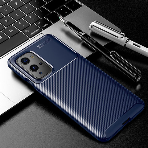 Custodia Silicone Cover Morbida Spigato S01 per OnePlus 9 Pro 5G Blu