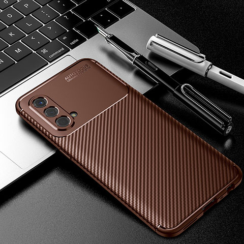 Custodia Silicone Cover Morbida Spigato S01 per OnePlus Nord CE 5G Marrone