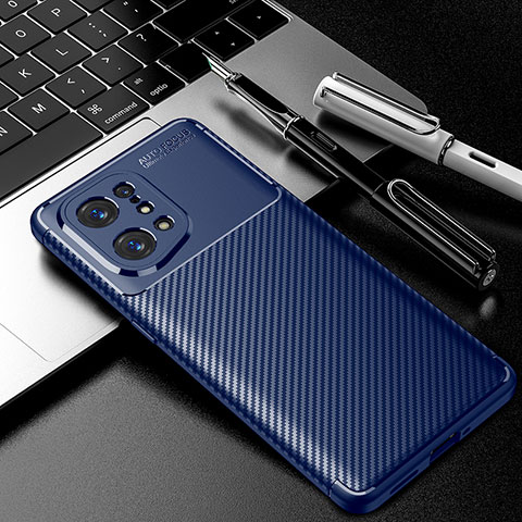 Custodia Silicone Cover Morbida Spigato S01 per Oppo Find X5 5G Blu