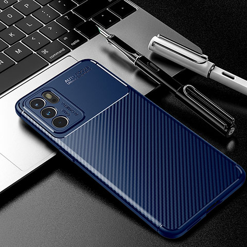 Custodia Silicone Cover Morbida Spigato S01 per Oppo Reno6 5G Blu