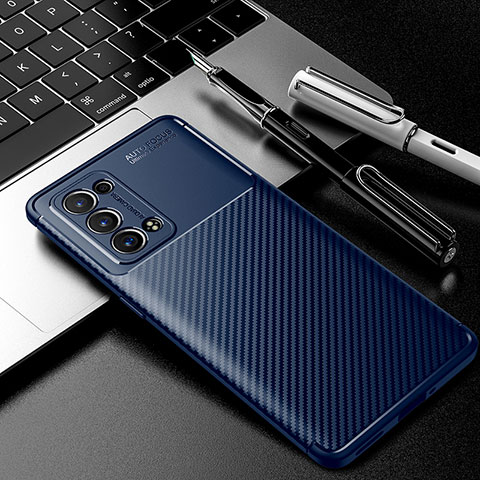 Custodia Silicone Cover Morbida Spigato S01 per Oppo Reno6 Pro 5G Blu