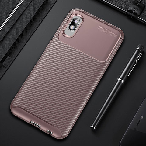 Custodia Silicone Cover Morbida Spigato S01 per Samsung Galaxy A10e Marrone