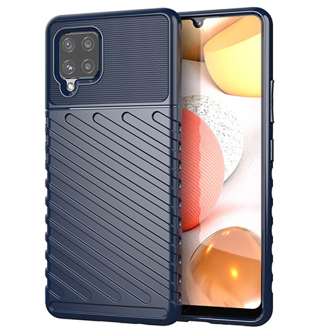 Custodia Silicone Cover Morbida Spigato S01 per Samsung Galaxy A42 5G Blu