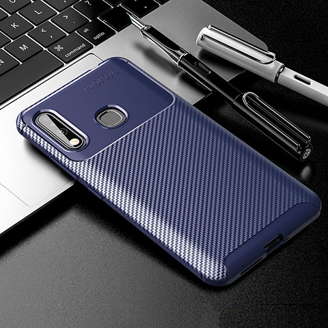 Custodia Silicone Cover Morbida Spigato S01 per Samsung Galaxy A70E Blu