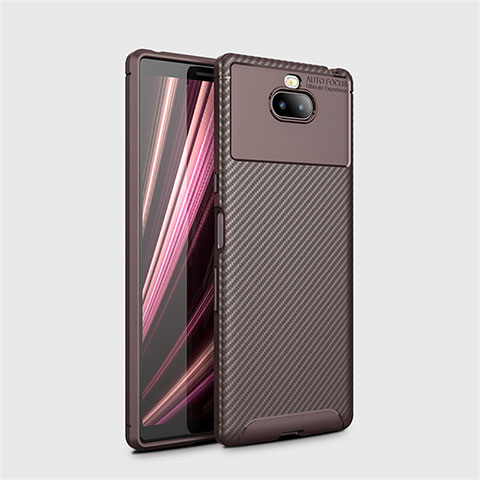 Custodia Silicone Cover Morbida Spigato S01 per Sony Xperia 10 Marrone