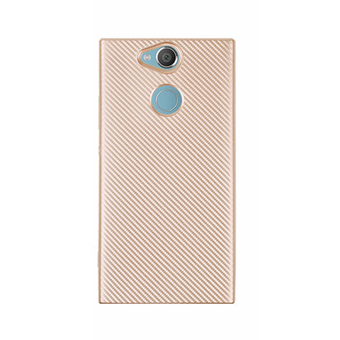 Custodia Silicone Cover Morbida Spigato S01 per Sony Xperia XA2 Ultra Oro