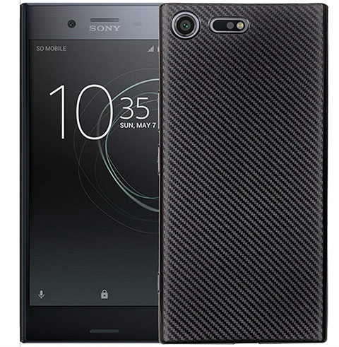 Custodia Silicone Cover Morbida Spigato S01 per Sony Xperia XZ1 Compact Nero