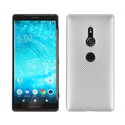 Custodia Silicone Cover Morbida Spigato S01 per Sony Xperia XZ2 Argento