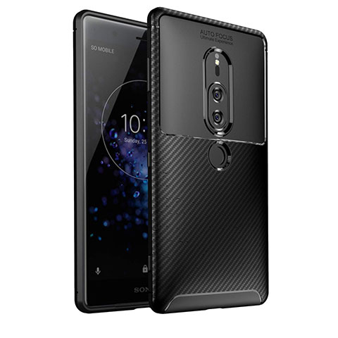 Custodia Silicone Cover Morbida Spigato S01 per Sony Xperia XZ2 Premium Nero