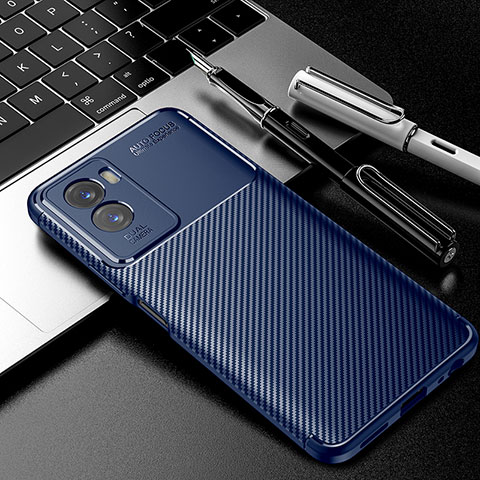 Custodia Silicone Cover Morbida Spigato S01 per Vivo Y55s (2021) Blu