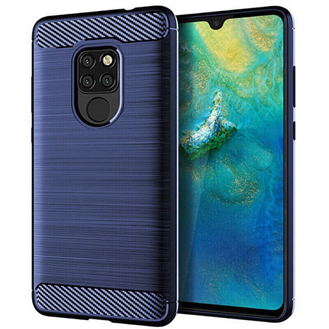 Custodia Silicone Cover Morbida Spigato S02 per Huawei Mate 20 Blu