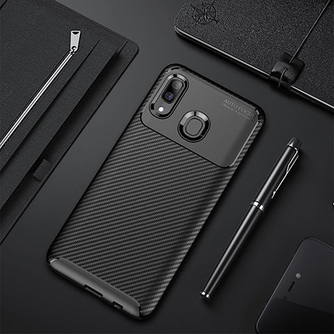 Custodia Silicone Cover Morbida Spigato WL1 per Samsung Galaxy A40 Nero