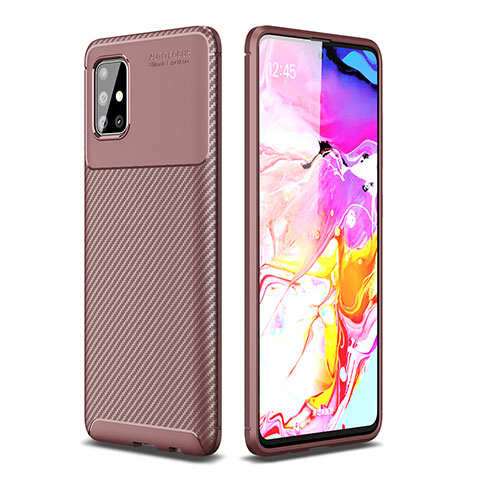 Custodia Silicone Cover Morbida Spigato WL1 per Samsung Galaxy A51 4G Marrone