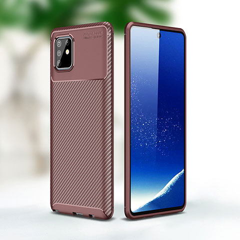 Custodia Silicone Cover Morbida Spigato WL1 per Samsung Galaxy A81 Marrone