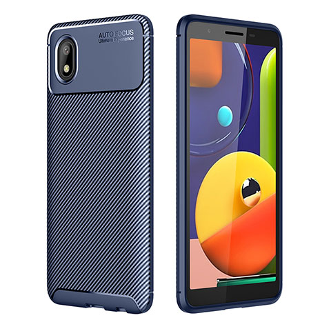 Custodia Silicone Cover Morbida Spigato WL1 per Samsung Galaxy M01 Core Blu