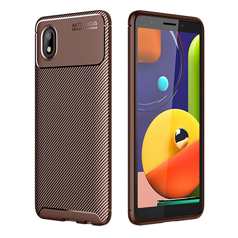 Custodia Silicone Cover Morbida Spigato WL1 per Samsung Galaxy M01 Core Marrone