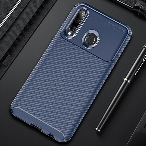 Custodia Silicone Cover Morbida Spigato Y01 per Huawei Honor 10i Blu