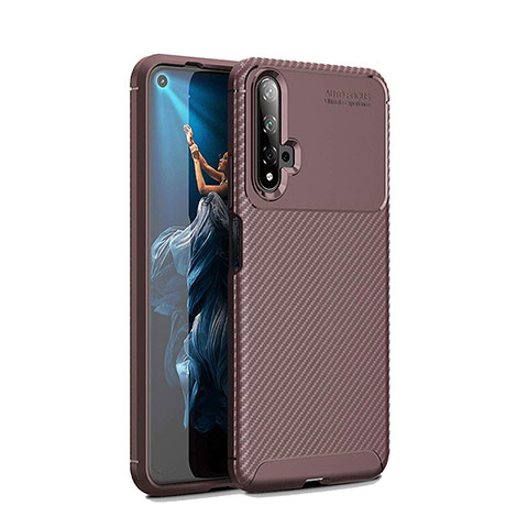 Custodia Silicone Cover Morbida Spigato Y01 per Huawei Honor 20S Marrone