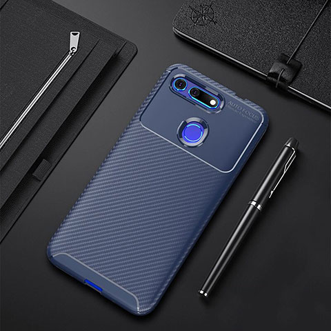 Custodia Silicone Cover Morbida Spigato Y01 per Huawei Honor V20 Blu