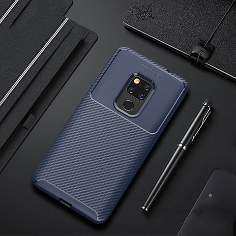 Custodia Silicone Cover Morbida Spigato Y01 per Huawei Mate 20 Blu