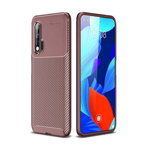 Custodia Silicone Cover Morbida Spigato Y01 per Huawei Nova 6 5G Marrone