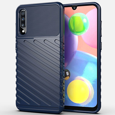 Custodia Silicone Cover Morbida Spigato Y01 per Samsung Galaxy A70S Blu