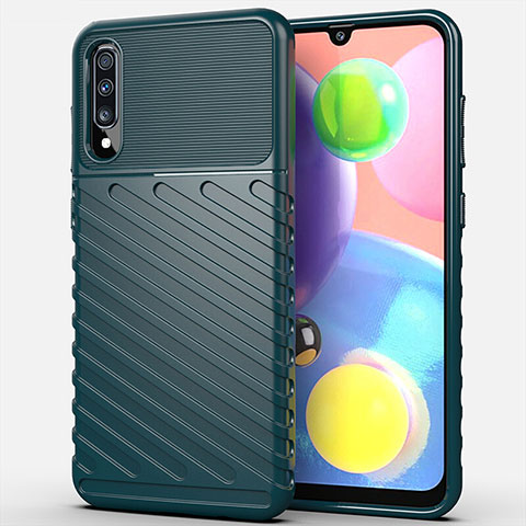 Custodia Silicone Cover Morbida Spigato Y01 per Samsung Galaxy A90 5G Verde