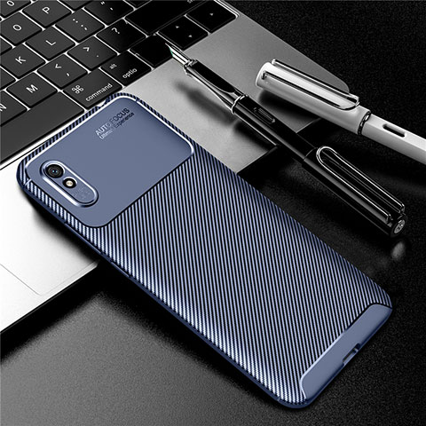 Custodia Silicone Cover Morbida Spigato Y01 per Xiaomi Redmi 9A Blu