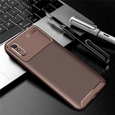 Custodia Silicone Cover Morbida Spigato Y01 per Xiaomi Redmi 9A Marrone