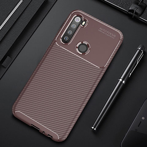 Custodia Silicone Cover Morbida Spigato Y01 per Xiaomi Redmi Note 8 (2021) Marrone